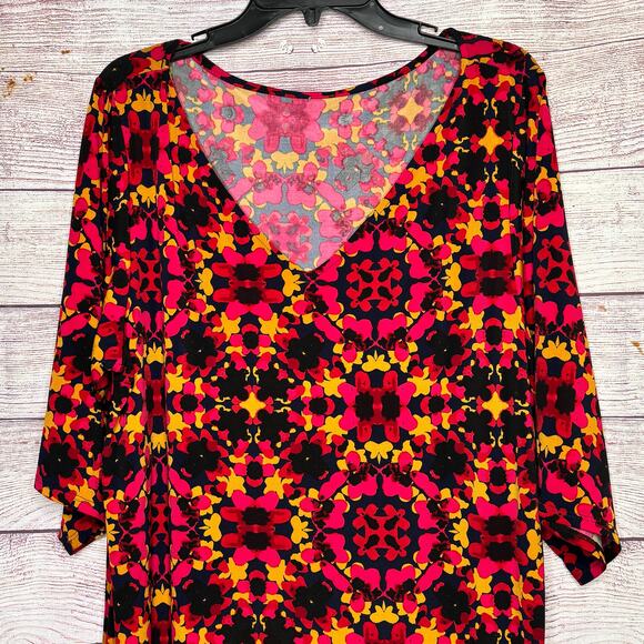 Neiman Marcus Floral Stretchy 3/4 Length Sleeve Knee Length Shift Dress Size 2XL - Picture 8 of 10